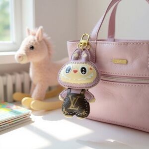 monogram L. V luxury purple brown gold keychain bag charm KEY holder NEW